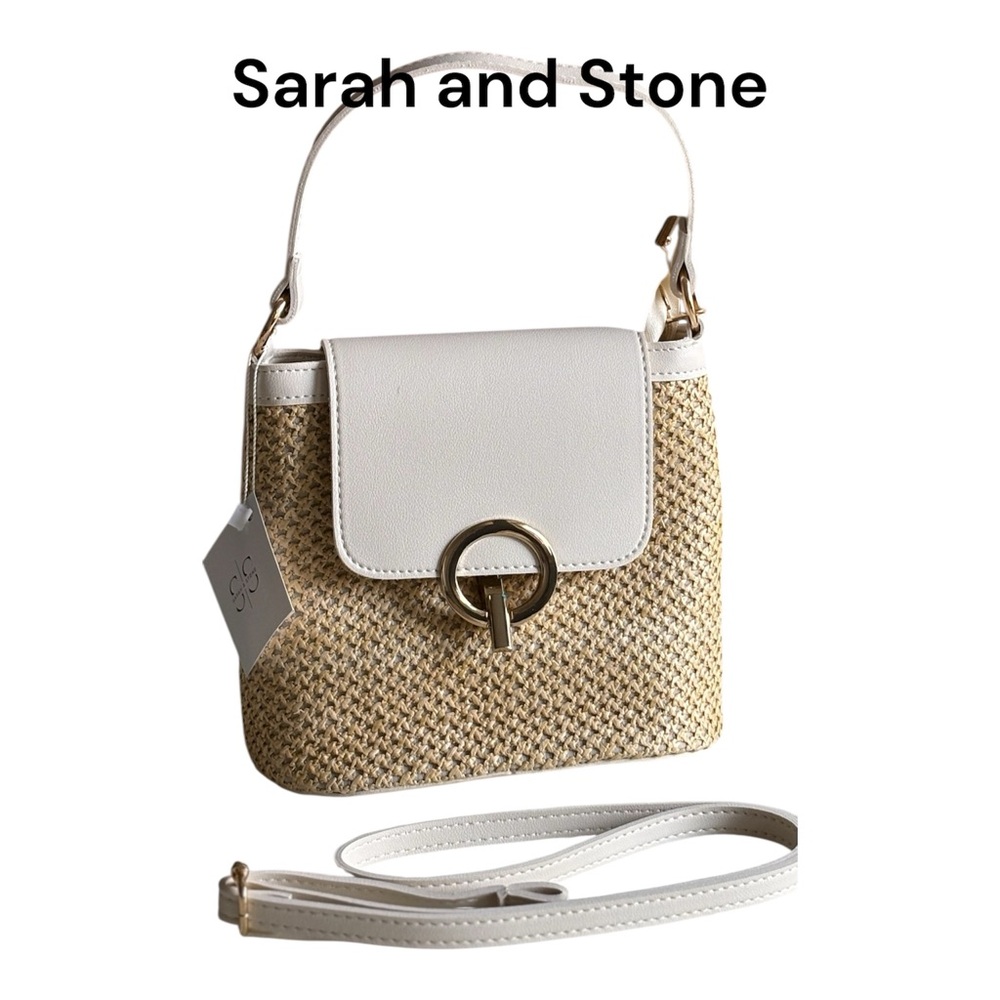 White and Tan Crossbody Bag